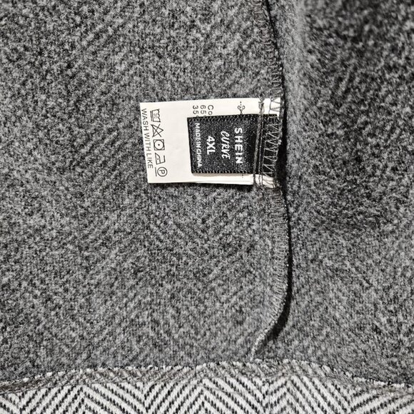 TRENDY GREY HERRINGBONE WRAP BLAZER JACKET  4X  COAT Y2K RETRO WINTER CLASSIC - Picture 7 of 8